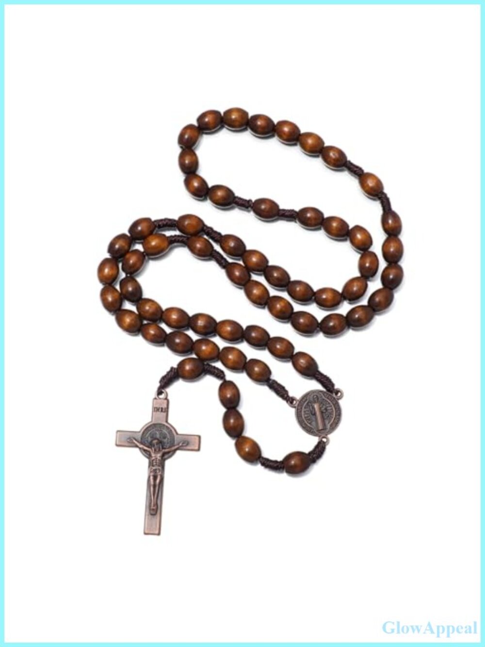 Wooden St Benedict Rosary Beads Necklace Christian Prayer Gift